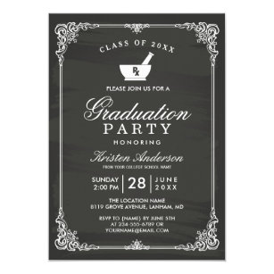 Chalkboard Pharmacy School Graduation Party Invitation