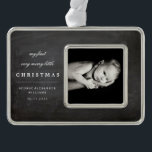 Chalkboard Photo Baby's My First Very Merry Little Ornament<br><div class="desc">Black Chalkboard Baby's My First Very Merry Little Christmas Photo Ornament.

Designed by fat*fa*tin. Easy to customize with your own text,  photo or image. For custom requests,  please contact fat*fa*tin directly. Custom charges apply.

www.zazzle.com/fat_fa_tin
www.zazzle.com/color_therapy
www.zazzle.com/fatfatin_blue_knot
www.zazzle.com/fatfatin_red_knot
www.zazzle.com/fatfatin_mini_me
www.zazzle.com/fatfatin_box
www.zazzle.com/fatfatin_design
www.zazzle.com/fatfatin_ink</div>