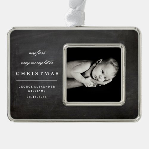 Chalkboard Photo Babys My First Very Merry Little Ornament
