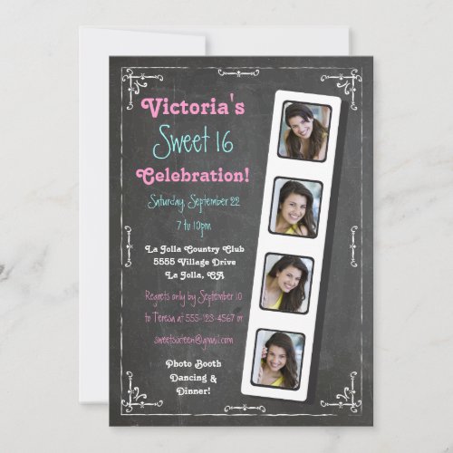 Chalkboard Photo Booth Party Invitations