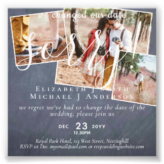 Chalkboard PHOTO Change Plans New Date Postponed Print