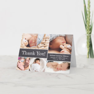 Chalkboard Photo.Collage Baby Boy Shower Thank you