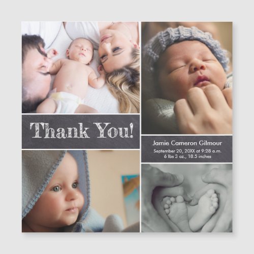 Chalkboard Photo Collage Baby boy Shower Thank you