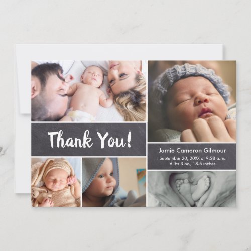 Chalkboard Photo Collage Baby Shower Thank you