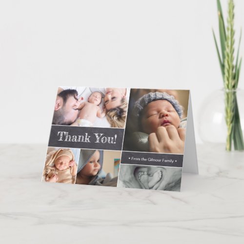 Chalkboard Photo Collage Baby Thank You Announcement