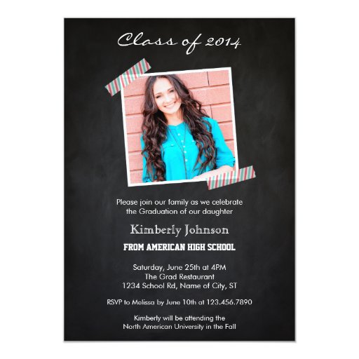 Chalkboard Photo Graduation Invitation | Zazzle