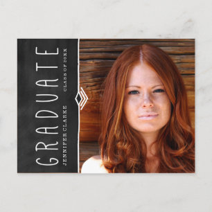 CHALKBOARD PHOTO GRADUATION PARTY INVITATION POSTCARD
