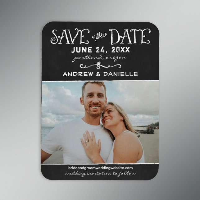 Chalkboard Photo Panel Save the Date Magnet (Creator Uploaded)