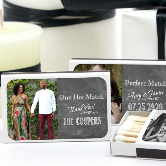 Chalkboard Photo Personalized Matches - Set Of 50 (White Box)