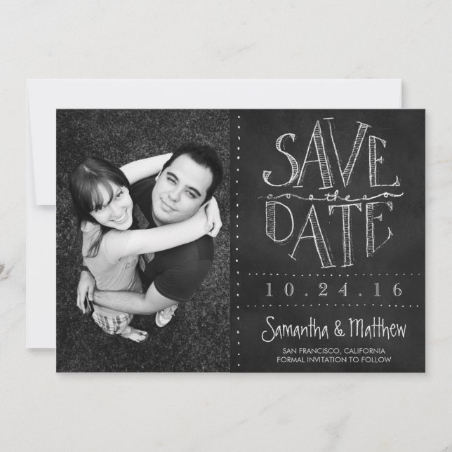 Chalkboard Photo Save the Date (Front)