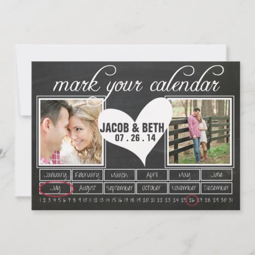 Chalkboard Photo Save the Date Calendar