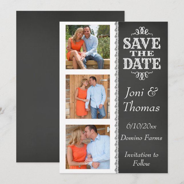 Chalkboard Photo Save the Date Invitation (Front/Back)