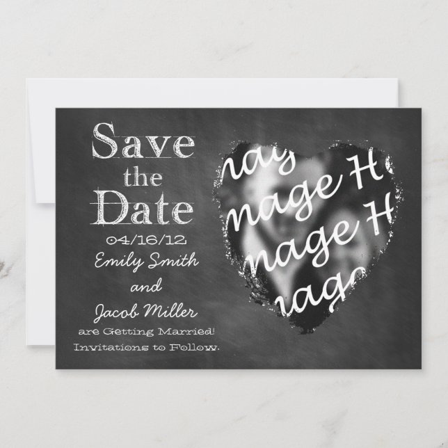 Chalkboard Photo Save the Date Wedding Invitations (Front)