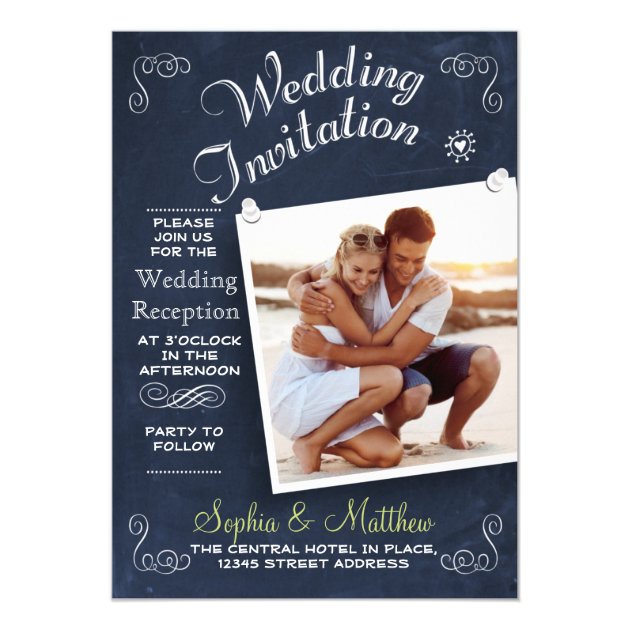 Chalkboard | Photo | Wedding Reception Invitation