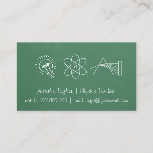 Chalkboard Physics Science Teacher Business Cards