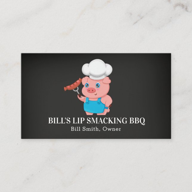 Chalkboard Pig Barbecue Pork Business Card (Front)