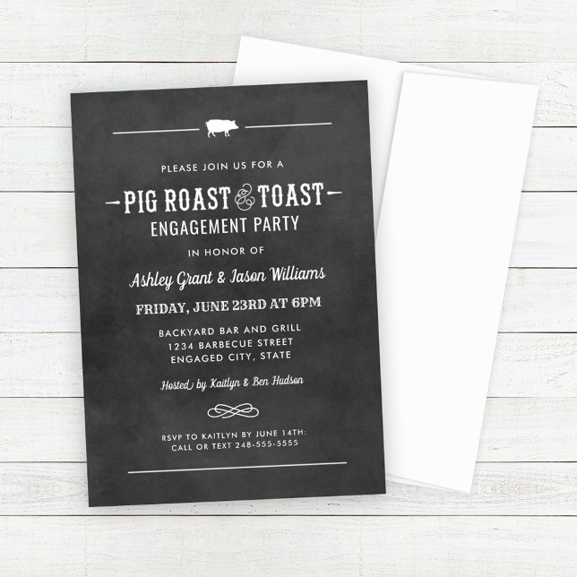 Chalkboard Pig Roast and Toast Engagement Party Invitation (Creator Uploaded)