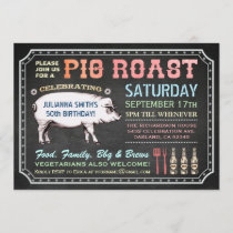 Chalkboard Pig Roast Invitations (Classy & Casual)