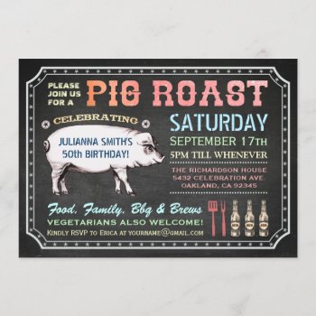 Chalkboard Pig Roast Invitations (classy & Casual) by Anything_Goes at Zazzle