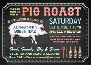 pig roast invitations zazzle