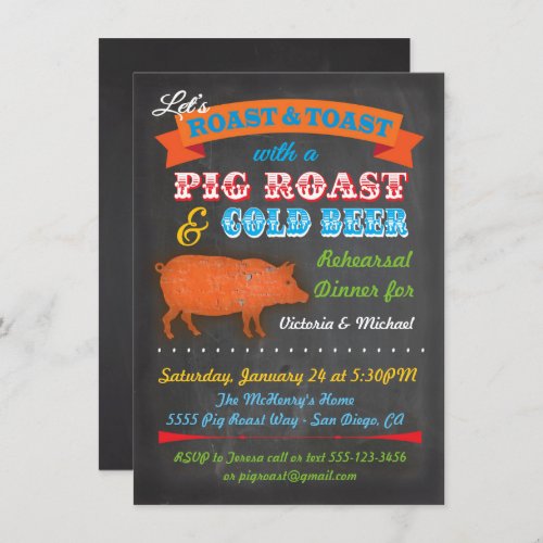 Chalkboard Pig Roast party invitation