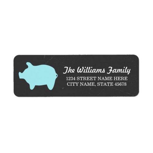 Chalkboard Piggie Address Labels  Blue