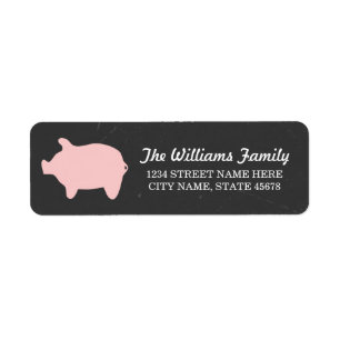 Chalkboard Piggie Address Labels / Pink