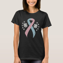 Chalkboard Pink and Light Blue Awareness Ribbon T-Shirt