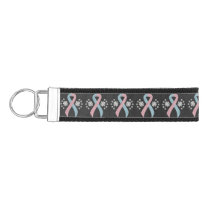 Chalkboard Pink and Light Blue Awareness Ribbon Wrist Keychain