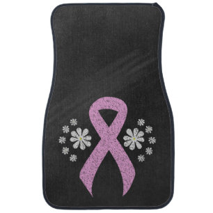 Chalkboard Pink Awareness Ribbon Car Floor Mat