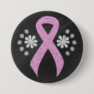 Chalkboard Pink Awareness Ribbon Pinback Button