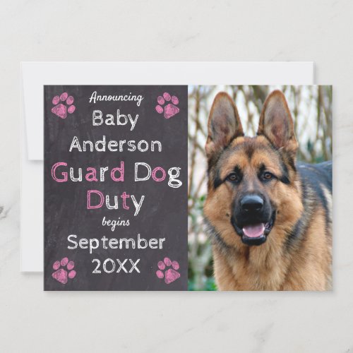 Chalkboard Pink Baby Dog Pregnancy Announcement