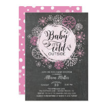 Chalkboard Pink Baby It's Cold Outside Invitation