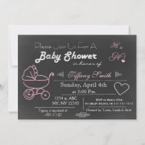 Chalkboard pink Baby shower Invitation