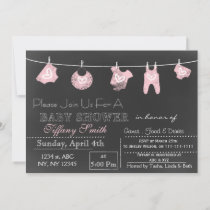 Chalkboard pink Baby shower Invitation