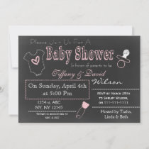 Chalkboard pink Couple's Baby shower Invitation