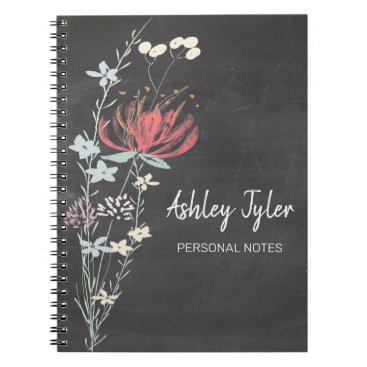 chalkboard pink floral girly cute personalized notebook