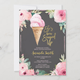 Chalkboard Pink Flowers Summer Bridal Shower Invitation