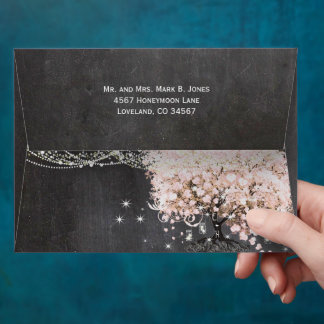 Chalkboard Pink Heart Leaf Tree Invitation Envelope
