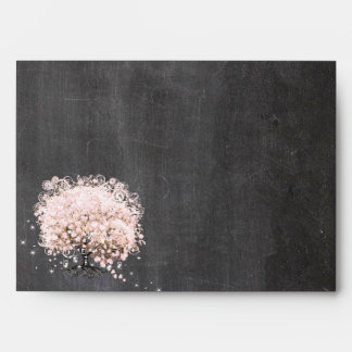 Chalkboard Pink Heart Leaf Tree Invitation Envelope
