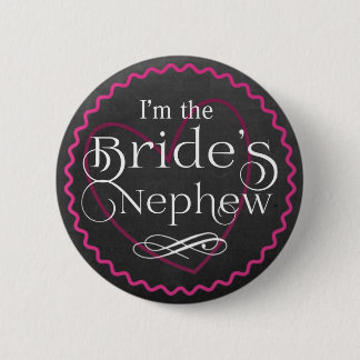 Chalkboard Pink Heart Wedding | Bride's Nephew Button