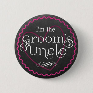 Chalkboard Pink Heart Wedding   Groom's Uncle Button