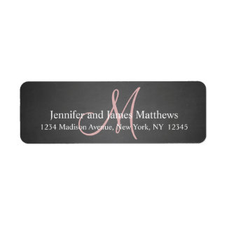 Chalkboard Pink Monogram for Weddings Label