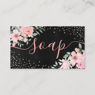 Chalkboard Pink Rose Pearl Handmade Soap Business Card