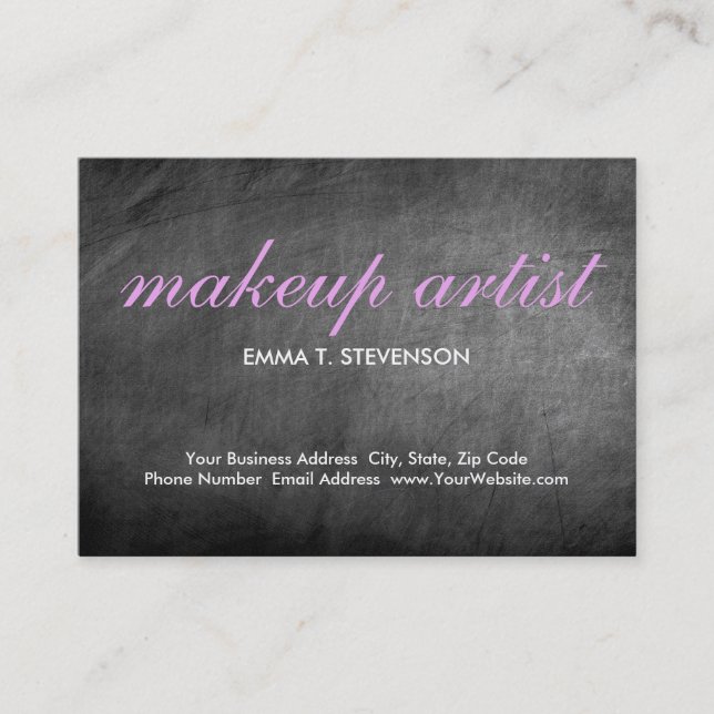 Chalkboard Pink Stylish Plain Makeup Artist Business Card (Front)