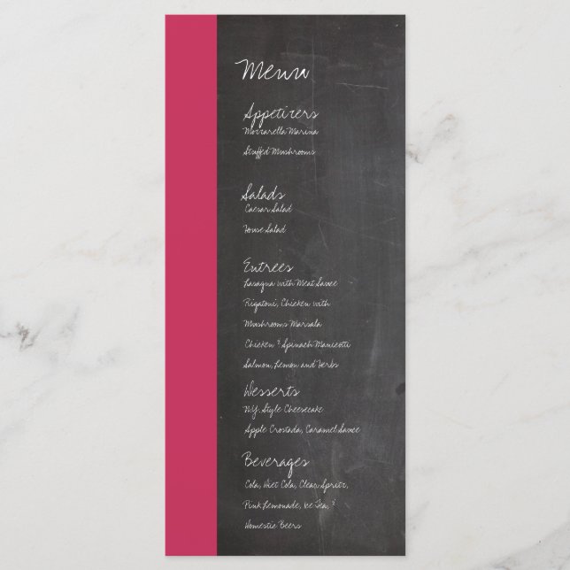 Chalkboard Pink Wedding Menu (Front)
