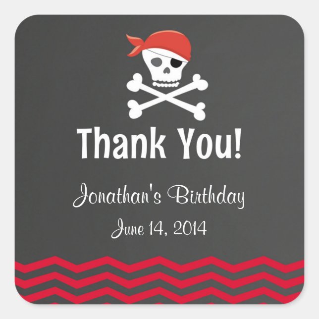 Chalkboard Pirate Birthday Stickers (Front)