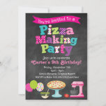 Chalkboard Pizza Making Party Invitation (girl&#39;s) at Zazzle