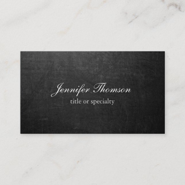 Chalkboard Plain Simple Grey Classical Handwriting Business Card (Front)