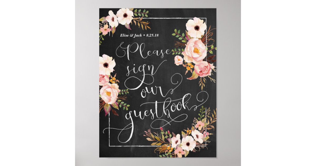 Chalkboard Please Sign our Guestbook Poster | Zazzle